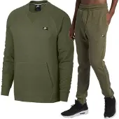 Nike Sportswear Optic Heren Fleece Crew Tracksuit in Olijfgroen