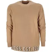 GUESS Alf Ls High Neck Log Travertine Sand Maat: M | Coltruien Outlet | Heren | Beige