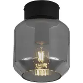 QAZQA Moderne plafondlamp zwart met smoke glas - Stiklo