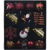 Décoris Mix box kunststof multi shiny matt glitter mix - 25 stuks (ø8 cm)