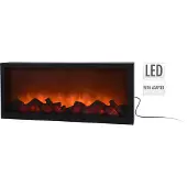 H&S Elektrische Kachel | Elektrische kachel met LED-vlammensimulatie, zwart metalen behuizing, 57x25 cm