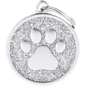 My Family Shine Paw Glitter Satin Naamplaatje Voor Huisdieren