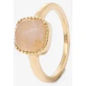 Sissy-Boy Gold plated ring met vierkante steen | Maat: 18