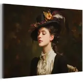 MuchoWow Aluminium schilderij 60x40 cm - Wanddecoratie metaal - Vrouw - Victoriaans - Portret - Metalen muurdecoratie woonkamer - Decoratie industrieel - Foto op dibond - Industriële accessoires slaapkamer