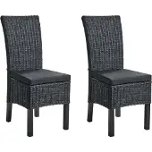 Beliani ANDES - Eetkamerstoel set van 2 - Zwart - Rotan