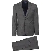 Suitable Kostuum Toulon Wol Check Grijs Bruin