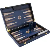 Longfield Backgammon 15" blauw, walnut & maple trangle -