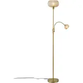 QAZQA Design vloerlamp messing met amberkleurig glas 2-lichts - Brianna