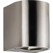 Nordlux Canto 2, oppervlaktemontage, 2 lampen, 2700 K, IP44, roestvrij staal
