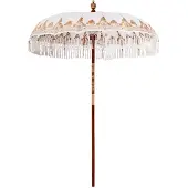 vidaXL Balinese Parasol 190 x 190 x 260 cm Katoen Rond Crèmekleurig