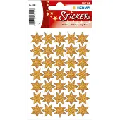 Herma Stickers ster 6-puntig, met text, goud, glittery, Ø 16 mm - 20 stuks