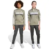 Adidas Trainingspak 'Seasonal Essentials Tiberio' lichtgrijs / donkergrijs / olijfgroen / wit