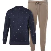 JP 1880 Pyjama lang navy / brokaat / wit