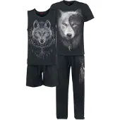 Spiral Pyjama - Wolf Chi - S tot XXL - voor Mannen - zwart - Maat S