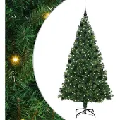 vidaXL Kunstkerstboom Groen 210 cm PVC en Staal en Kunststof