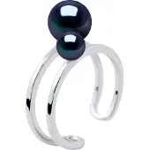 Diadema Ring DUO zoetwater parels 5 en 8 mm Black 925