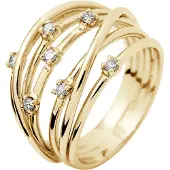 Diadema Ring Satelis Diamonds 0.140 Cts Yellow Gold