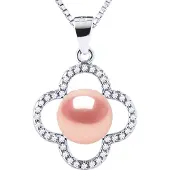 Diadema Clover Ketting Zoetwaterparel 9-10 mm Roze 925