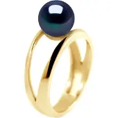 Diadema Rush Ring zoetwaterparels Button 7-8 mm Black Yellow Gold