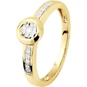 Diadema Diamond Solitaire ondersteund 0070 Cts Illusion 1 Ct geel goud