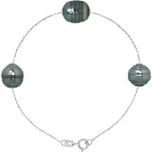 Diadema Armband keten Forcat 3 Tahitian parels rand 9-10 mm 925