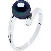 Diadema Ring Rush Offset zoetwaterparels 7,5-8 mm Round Black 925