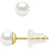 Diadema Ear Studs Ronde Zoetwater Parels 4-5mm Natural White Yellow Gold