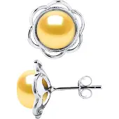 Diadema Stud Oorbellen FLOWER Beads Freshwater 89mm gouden knopen 925