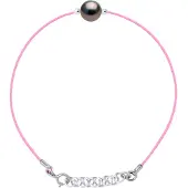 Diadema LOVE armband LINK Tahitian Pearl Ronde 8-9 mm Nylon Rose 925
