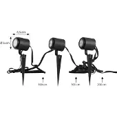 LINDBY Smart LED-buitenspots Nymo, CCT, RGB, Tuya, set van 3 dimbaar, zwart, metaal, Modern