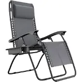 LifeGoods Opvouwbare Tuinstoel – Verstelbaar & Incl. Hoofdkussen – 162 x 64 x 110 cm – Donkergrijs