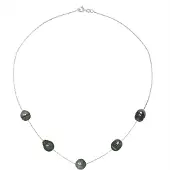 Diadema Boorden 5 Tahitian parels velg 7-8 mm kabelketting 925