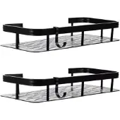 Ruhhy Badkamer rekje - 2x stuks - zwart - L30 cm - zwevend - industrieel - voor badkamer of keuken