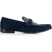 WITTCHEN Heren Marineblauwe Geruite Stoffen Mocassins met Suède Leer