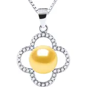 Diadema Clover Ketting Zoetwaterparel 9-10mm Golden 925