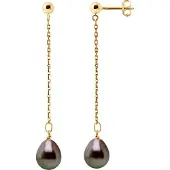 Diadema Drop Earrings Tahitian Pearls Pears 8-9mm Yellow Gold