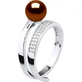 Diadema Ring Rush Verstelbare Ronde Zoetwater Parel sieraden 7-8mm Chocolate 925