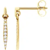 Diadema Oorbellen Dangle Sieraden Diamanten 0.070 Cts Yellow Gold