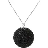 Diadema Bol ketting 20 mm kristal preciosa zwart zilver 925