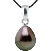 Diadema Ketting Tahitian Pearl 8-9 mm Pear LINK BLACK 925