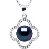 Diadema Clover Ketting Zoetwaterparel 9-10 mm Black 925