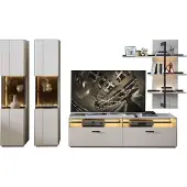 Wohn-Concept Como TV/woonkameroplossing Gelakt hout/graniet steenfineer Sahara crème gelakt