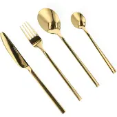 Homla Aperi Bestek Bestekset - Zes Lepels Zes Vorken Zes Messen Zes Lepels - Lange Slanke Handgreepvorm - Goud 24 Stuks