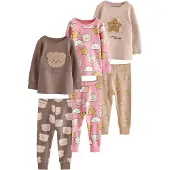 Next Nachtkledij beige / chocoladebruin / geel / lichtroze