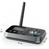 Hama Bluetooth Zender Ontvanger Link.it Duo voor TV Stereo Scherm Audio Video, Bluetooth Multipoint Adapter voor 2 Bronnen.