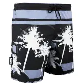 Guggen Mountain Heren Zwemshort met Palmpatroon Wit Zwart
