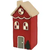 Kaemingk Led huis l19.5b15.5h36.5cm-4l rood Lumineo