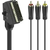 Hama Cinch / SCART AV Aansluitkabel [3x Cinch-stekker - 1x SCART-stekker] 1.5 m Zwart