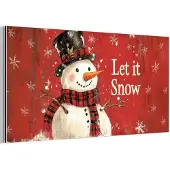 MuchoWow Aluminium schilderij 120x60 cm - Wanddecoratie metaal - Sneeuwpret - Winter - Sneeuwpop - Metalen muurdecoratie woonkamer - Decoratie industrieel - Foto op dibond - Industriële accessoires slaapkamer