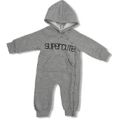 SuperCute jumpsuit gemêleerd grijs met capuchon maat 92/98